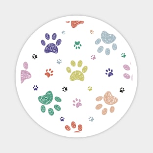 Doodle colorful paw prints Magnet